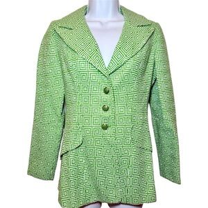 Green Patterned Vintage 70s Women's Blazer Jacket